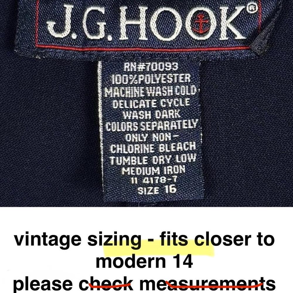 Vintage Y2K JG HOOK Sailor Pants High Rise Nautical Wide Leg Navy Womens 14 - Picture 6 of 16